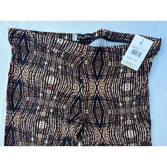 Volcom Women Brown Printed Secrecy Rust Stretch Flare Casual Pants Size S M L - Picture 6 of 16